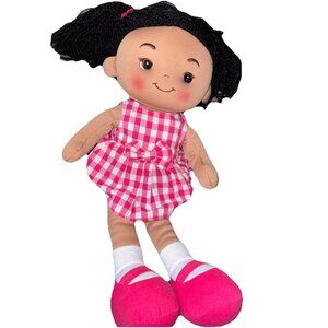 Linzy Toys African American Crystal 17” Plush Cloth Body Doll In Hot Pink Dress
